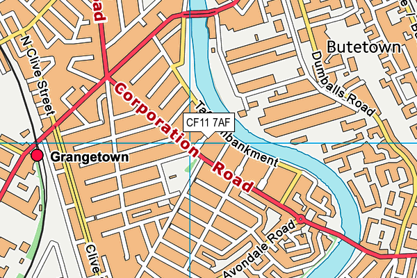 CF11 7AF map - OS VectorMap District (Ordnance Survey)