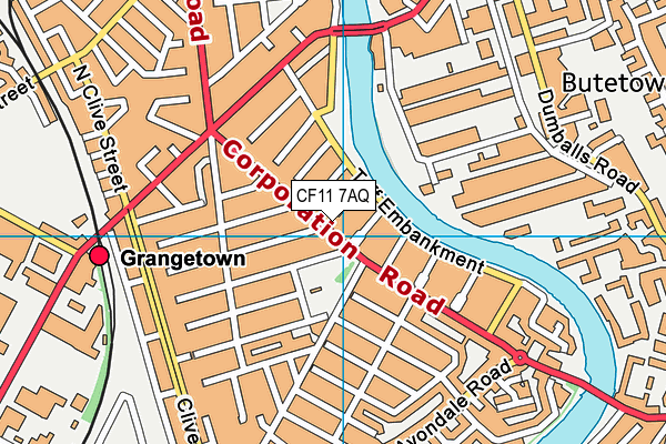 CF11 7AQ map - OS VectorMap District (Ordnance Survey)