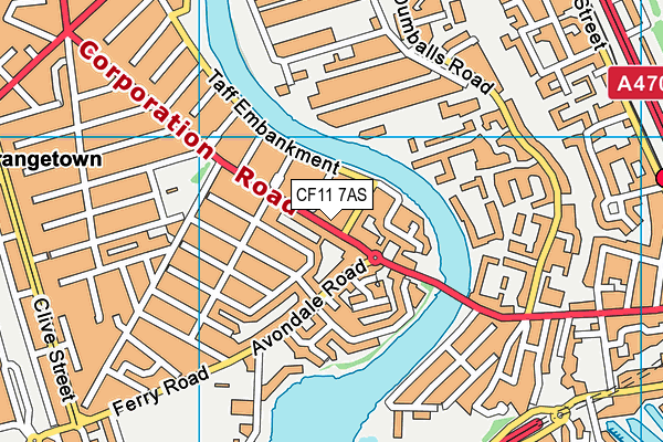 CF11 7AS map - OS VectorMap District (Ordnance Survey)