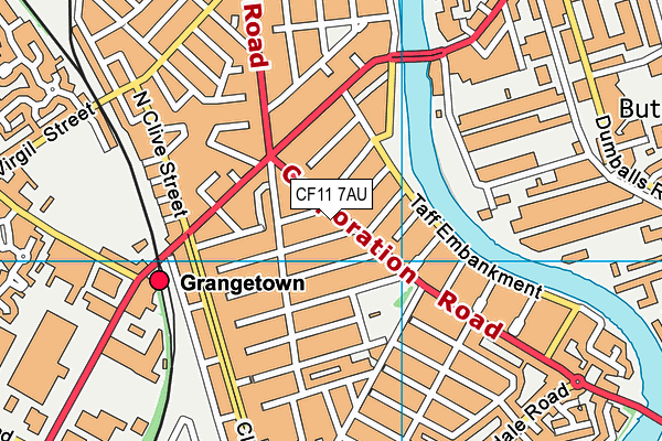 CF11 7AU map - OS VectorMap District (Ordnance Survey)