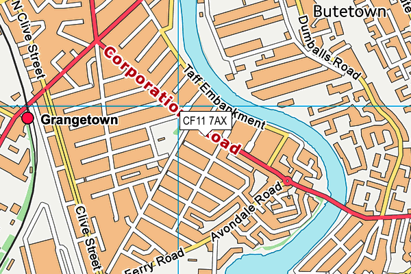 CF11 7AX map - OS VectorMap District (Ordnance Survey)