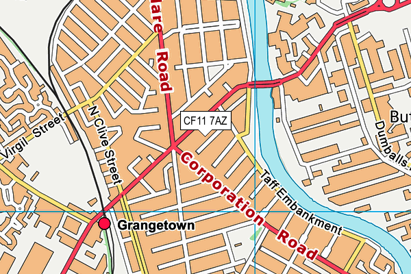 CF11 7AZ map - OS VectorMap District (Ordnance Survey)