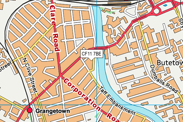 CF11 7BE map - OS VectorMap District (Ordnance Survey)