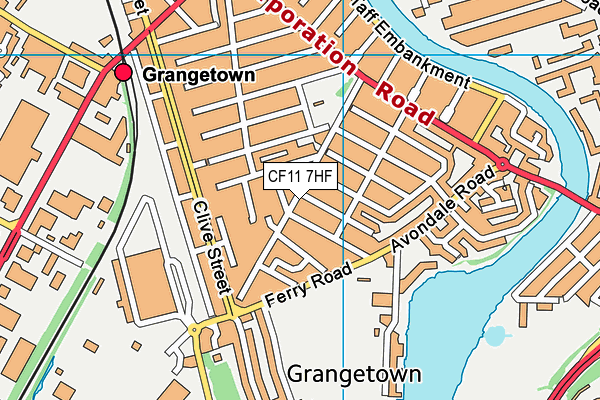 CF11 7HF map - OS VectorMap District (Ordnance Survey)