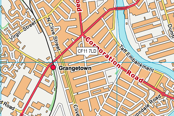 CF11 7LD map - OS VectorMap District (Ordnance Survey)