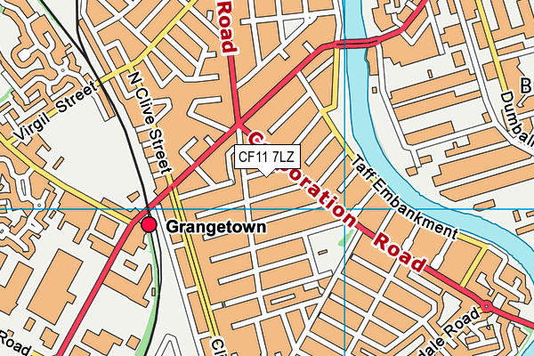 CF11 7LZ map - OS VectorMap District (Ordnance Survey)