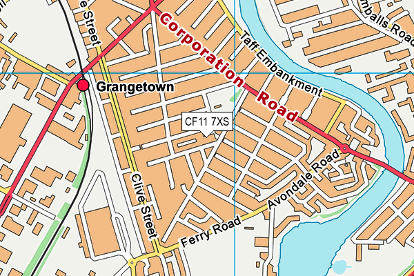 Grange Town Primary map (CF11 7XS) - OS VectorMap District (Ordnance Survey)
