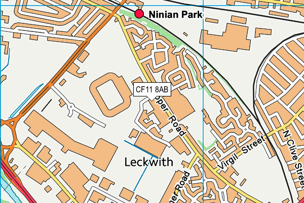 CF11 8AB map - OS VectorMap District (Ordnance Survey)