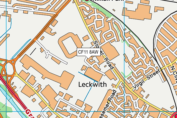 CF11 8AW map - OS VectorMap District (Ordnance Survey)