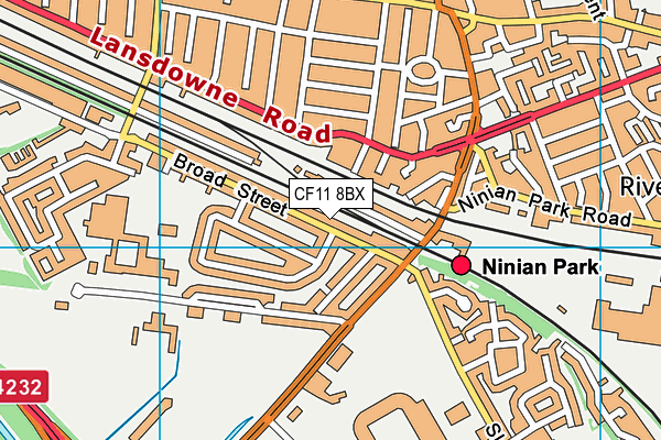 CF11 8BX map - OS VectorMap District (Ordnance Survey)