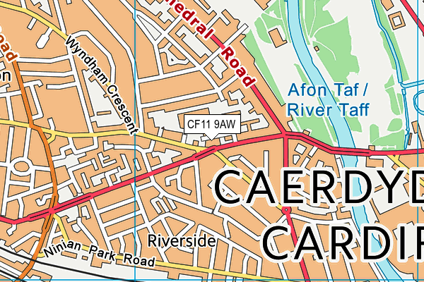 CF11 9AW map - OS VectorMap District (Ordnance Survey)