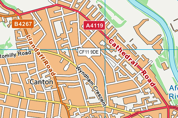 CF11 9DE map - OS VectorMap District (Ordnance Survey)