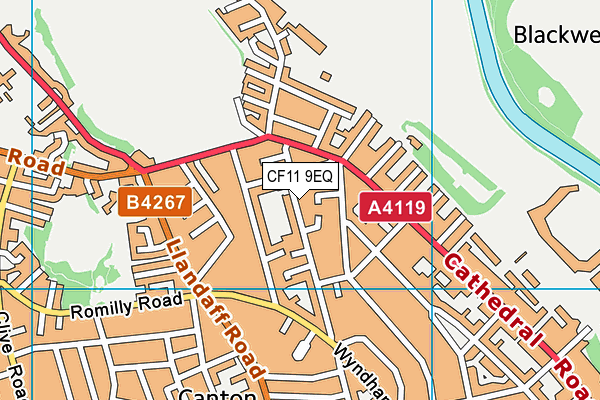 CF11 9EQ map - OS VectorMap District (Ordnance Survey)