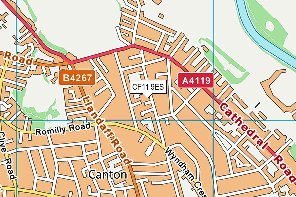 CF11 9ES map - OS VectorMap District (Ordnance Survey)