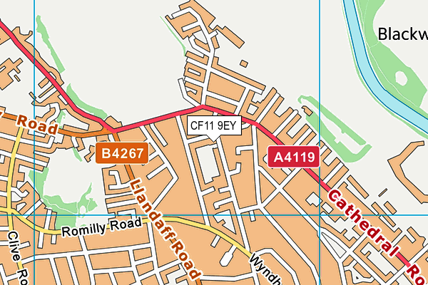 CF11 9EY map - OS VectorMap District (Ordnance Survey)