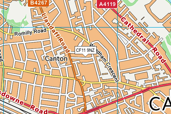 CF11 9NZ map - OS VectorMap District (Ordnance Survey)