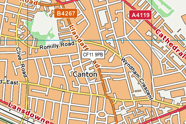 CF11 9PB map - OS VectorMap District (Ordnance Survey)