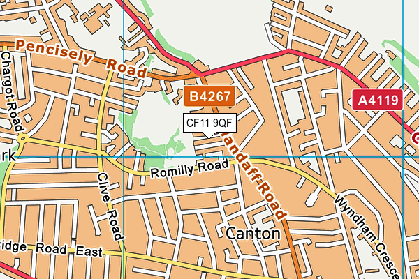 CF11 9QF map - OS VectorMap District (Ordnance Survey)