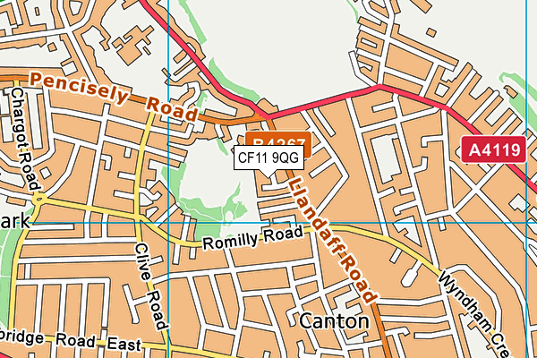 CF11 9QG map - OS VectorMap District (Ordnance Survey)