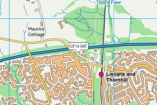 CF14 0AT map - OS VectorMap District (Ordnance Survey)