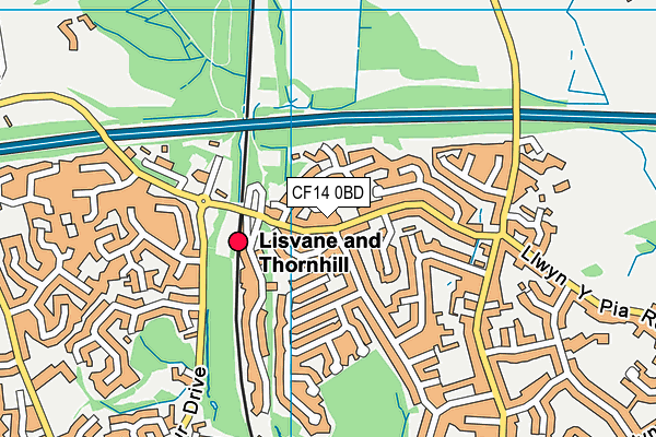 CF14 0BD map - OS VectorMap District (Ordnance Survey)