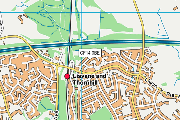 CF14 0BE map - OS VectorMap District (Ordnance Survey)