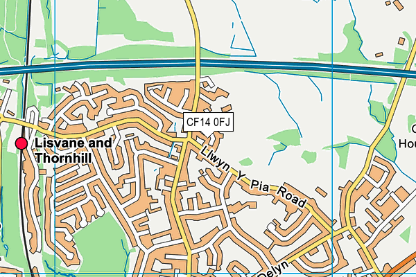 CF14 0FJ map - OS VectorMap District (Ordnance Survey)