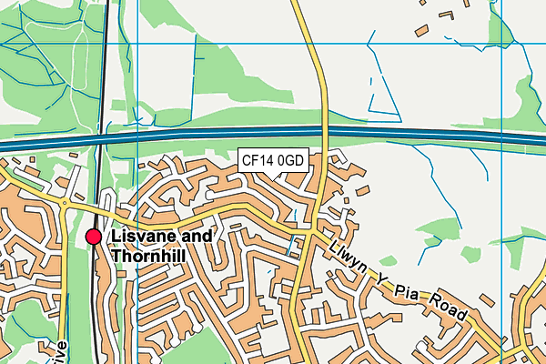 CF14 0GD map - OS VectorMap District (Ordnance Survey)