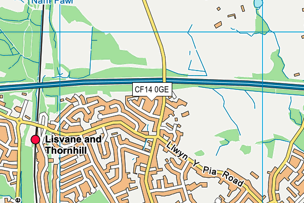 CF14 0GE map - OS VectorMap District (Ordnance Survey)