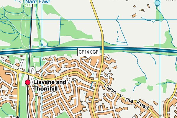 CF14 0GF map - OS VectorMap District (Ordnance Survey)