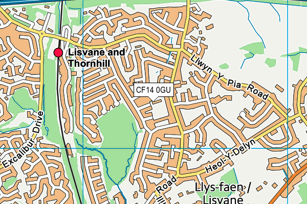 CF14 0GU map - OS VectorMap District (Ordnance Survey)