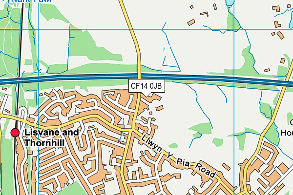 CF14 0JB map - OS VectorMap District (Ordnance Survey)