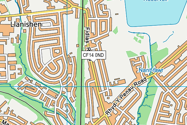 CF14 0ND map - OS VectorMap District (Ordnance Survey)