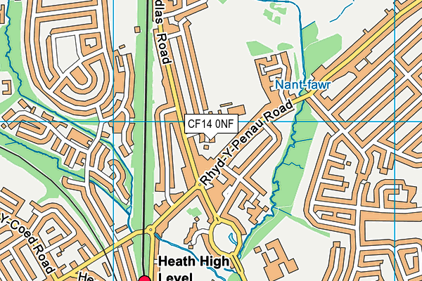 CF14 0NF map - OS VectorMap District (Ordnance Survey)