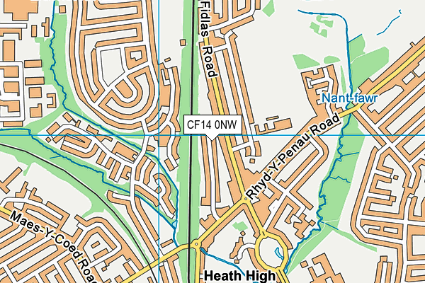 CF14 0NW map - OS VectorMap District (Ordnance Survey)