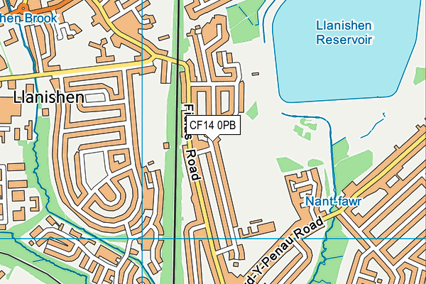 CF14 0PB map - OS VectorMap District (Ordnance Survey)