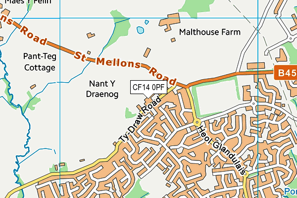 CF14 0PF map - OS VectorMap District (Ordnance Survey)