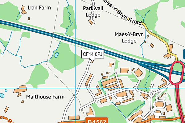 CF14 0PJ map - OS VectorMap District (Ordnance Survey)