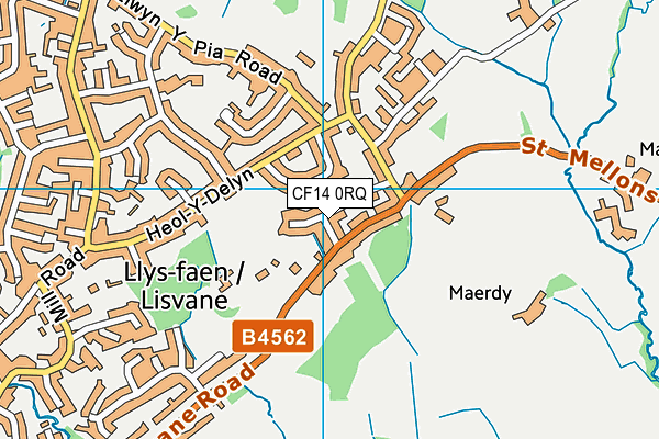 CF14 0RQ map - OS VectorMap District (Ordnance Survey)