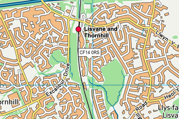 CF14 0RS map - OS VectorMap District (Ordnance Survey)