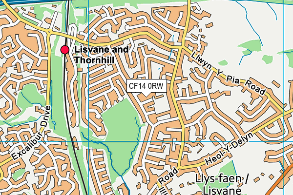 CF14 0RW map - OS VectorMap District (Ordnance Survey)