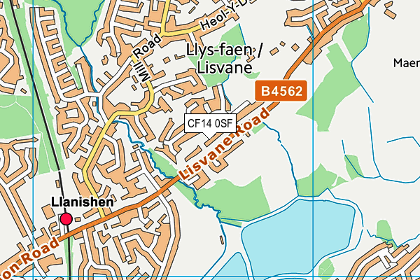 CF14 0SF map - OS VectorMap District (Ordnance Survey)