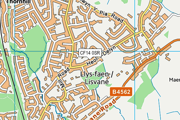 CF14 0SR map - OS VectorMap District (Ordnance Survey)