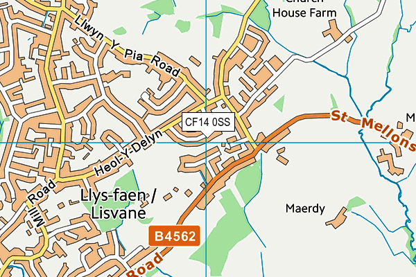 CF14 0SS map - OS VectorMap District (Ordnance Survey)