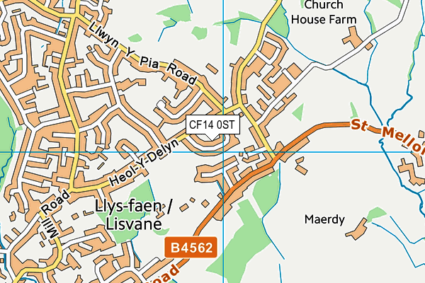 CF14 0ST map - OS VectorMap District (Ordnance Survey)