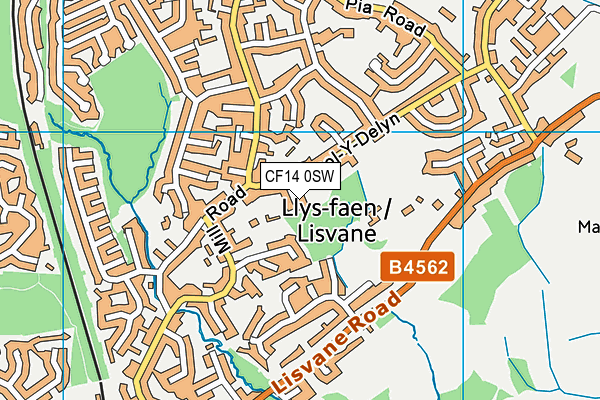 CF14 0SW map - OS VectorMap District (Ordnance Survey)