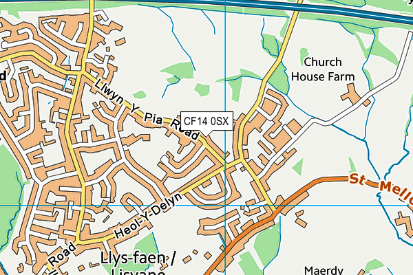 CF14 0SX map - OS VectorMap District (Ordnance Survey)