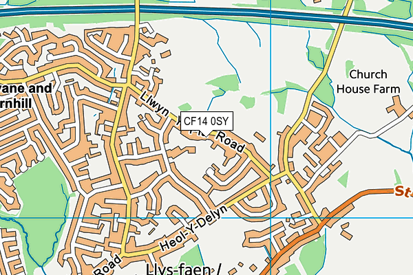 CF14 0SY map - OS VectorMap District (Ordnance Survey)