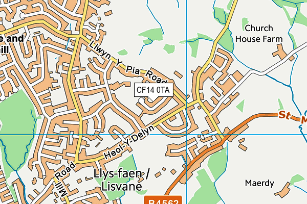 CF14 0TA map - OS VectorMap District (Ordnance Survey)