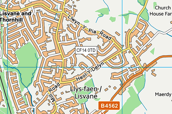 CF14 0TD map - OS VectorMap District (Ordnance Survey)